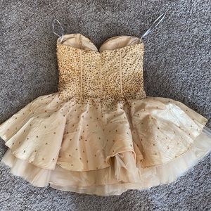 Golden glitter short puffy princess dress
